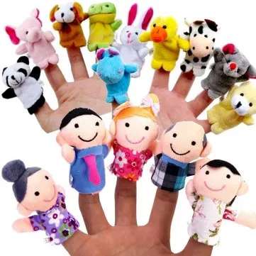 Finger Puppet Set - [The Original by Yabber 16 Pack Full Set] 10 Animals + 6 People Family Members [An American Company]