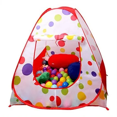 EocuSun Children Kids Play Tent Tents House Pop Up Outdoor Indoor Ball Pit Baby Beach Tent Playhouse w Zipper Storage Case for Boys Girls (Polka Dot)